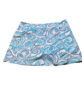 Spunk Wear Blue White Paisley Swim Skirt Skort Size L